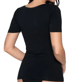 LUNA Topje met slipe mouwen Micro Touch black Sale