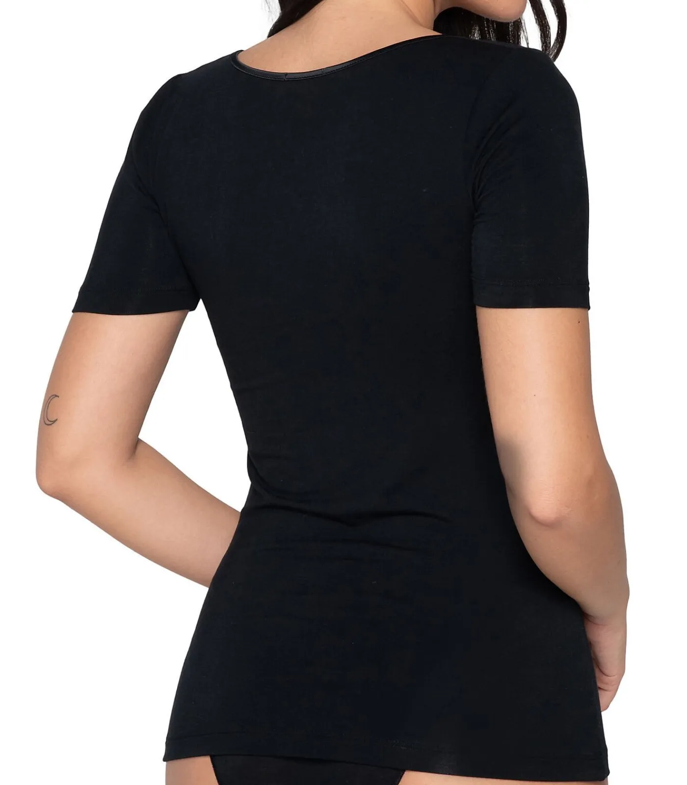 LUNA Topje met slipe mouwen Micro Touch black Sale