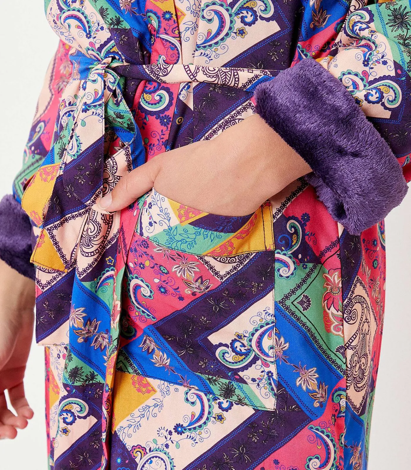 La Fiancée TOUDOU met fleece gevoerde kimono lightPink Outlet