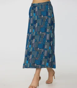 Smart & Joy Trapeze midi-rok met grafische print blue Sale