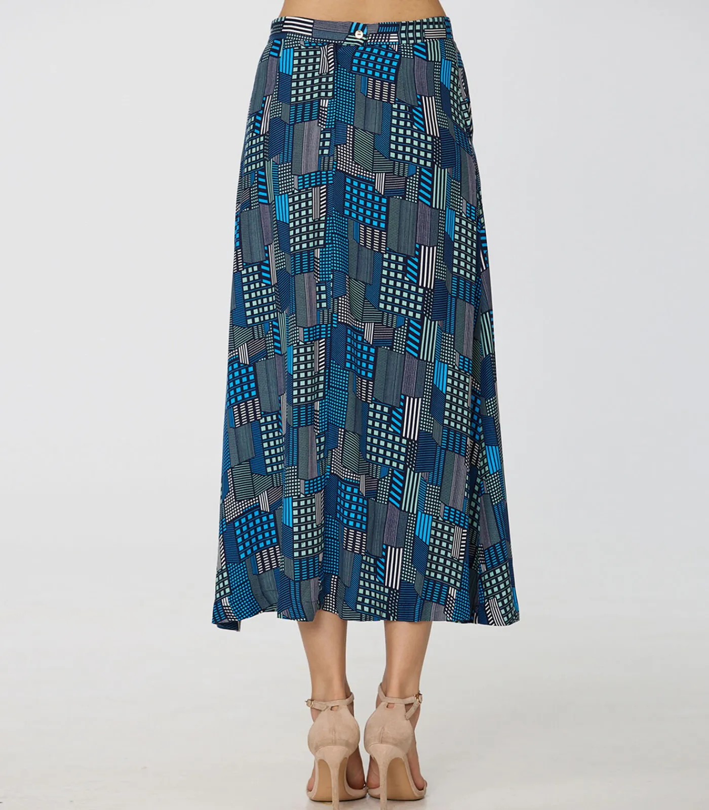 Smart & Joy Trapeze midi-rok met grafische print blue Sale