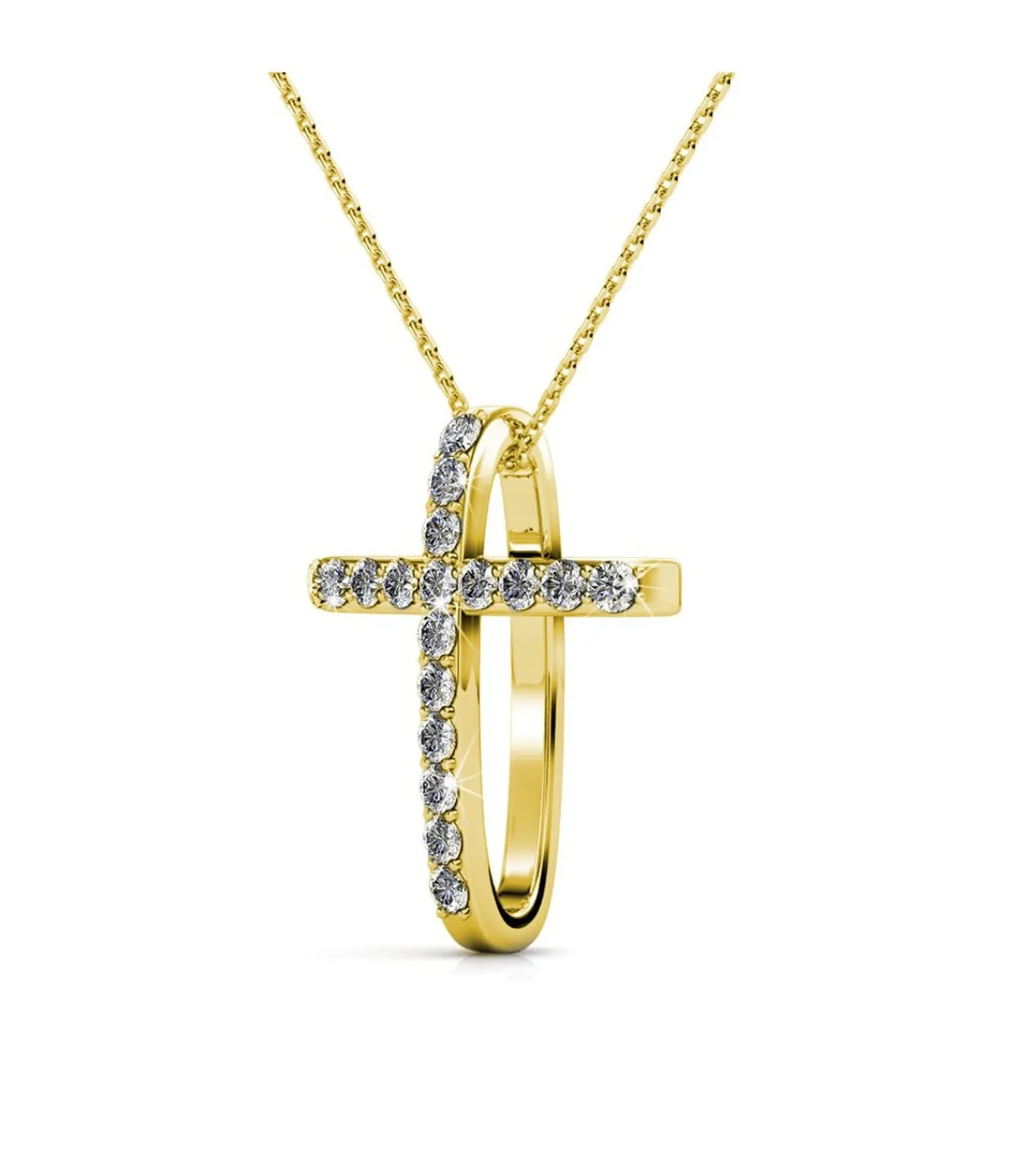 MYC-Paris Traverse ketting en hanger - Oostenrijks kristal gold/white Clearance