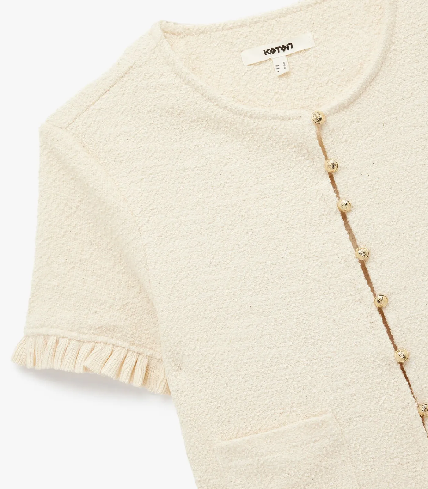 Koton Trui Korte Mouwen Ronde Hals Ruches white Hot