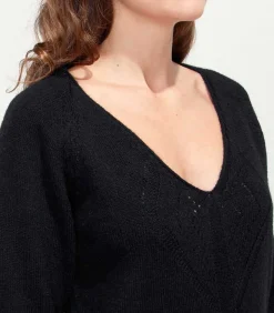 La Fiancée Trui met V-hals NANDI black Sale