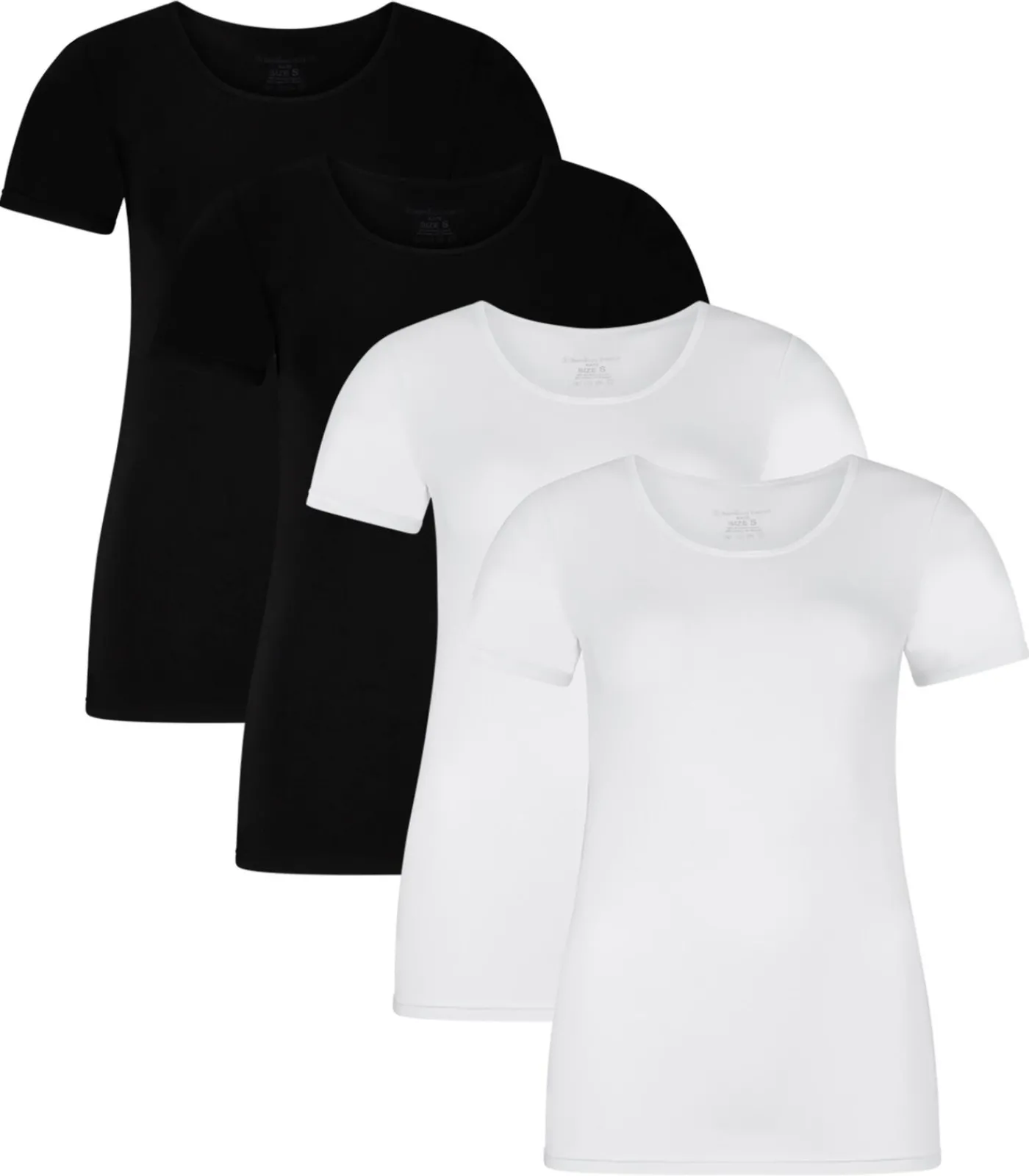 Bamboo basics T-shirt KATE Verpakking van 4 black/white