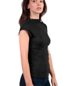 ADMAS T-shirt met slipe mouwen en opstaande kraag Frunces black Best