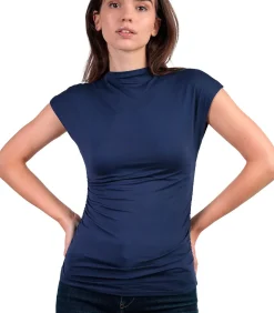 ADMAS T-shirt met slipe mouwen en opstaande kraag Frunces blue Outlet