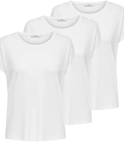 Only T-shirt ONLMOSTER O-NECK TOP 3P Set van 3 white Sale
