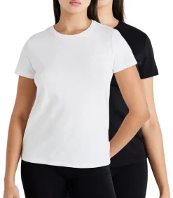 Pieces t-shirt ronde hals 2 pack pcamira tee / bright white black Outlet