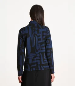 La Fée Maraboutée T-shirt zwart en blauw in jacquard met print en lange mouwen black Discount
