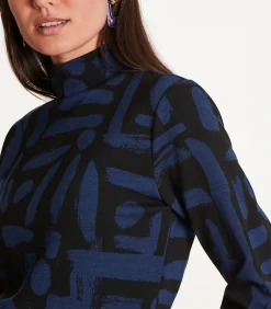 La Fée Maraboutée T-shirt zwart en blauw in jacquard met print en lange mouwen black Discount