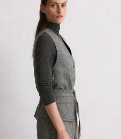 Marc O'Polo Tweed gilet getailleerd darkGrey Discount
