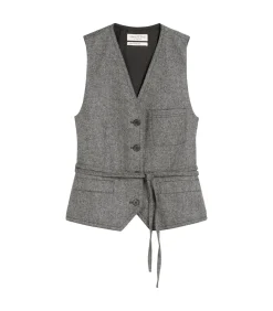 Marc O'Polo Tweed gilet getailleerd darkGrey Discount