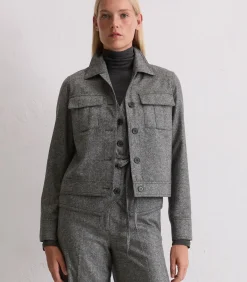 Marc O'Polo Tweed jasje relaxed cropped darkGrey Sale