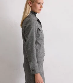 Marc O'Polo Tweed jasje relaxed cropped darkGrey Sale