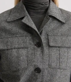 Marc O'Polo Tweed jasje relaxed cropped darkGrey Sale