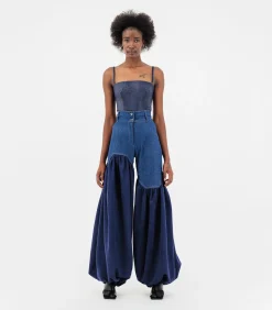 ÚCHÈ Tweekleurige denim broek blue Hot