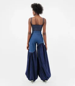 ÚCHÈ Tweekleurige denim broek blue Hot