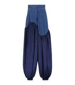 ÚCHÈ Tweekleurige denim broek blue Hot