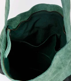 La Fiancée Twee-kleurige suède schoudertas CLOVER darkGreen Best