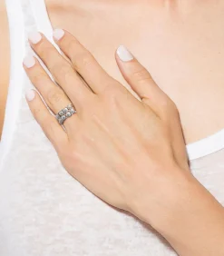 Pearls & Colors Tweerijige ring - Echte zoetwaterparels van 3-4 mm - Kwaliteit AAA+ - Aanpasbare maat gray