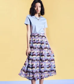 Smart & Joy Uitlopende midi-rok met abstracte print purple Clearance