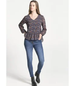 J&JOY V -Neck Blouse Straight Cut blue Sale