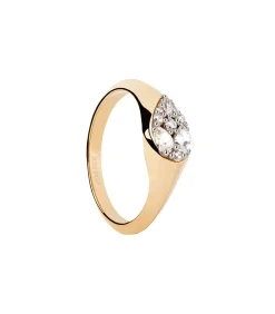 PDPAOLA Verguld zilveren ring Vanilla Stamp gold Outlet