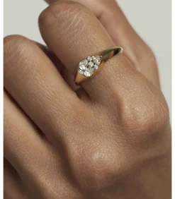 PDPAOLA Verguld zilveren ring Vanilla Stamp gold Outlet