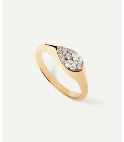 PDPAOLA Verguld zilveren ring Vanilla Stamp gold Outlet
