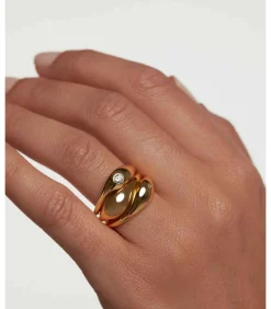 PDPAOLA Verguld zilveren ringen set Sugar gold New