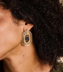 La Fée Maraboutée Vergulde hoepeloorbellen met tweekleurig hars whiteGold Outlet