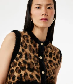 Koton Vest met luipaardprint camel Clearance