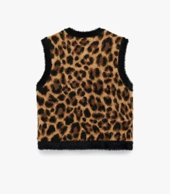 Koton Vest met luipaardprint camel Clearance