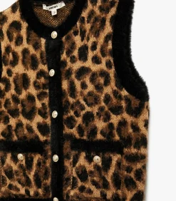 Koton Vest met luipaardprint camel Clearance
