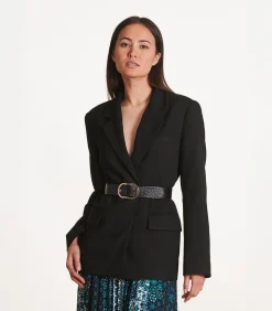 La Fée Maraboutée Veste blazer noire en twill black Best