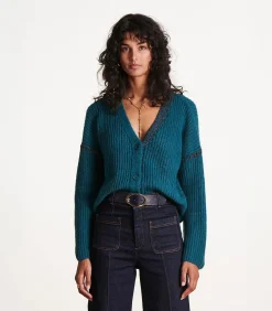 La Fée Maraboutée V-hals petrol blauw vest petrolBlue Sale