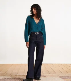 La Fée Maraboutée V-hals petrol blauw vest petrolBlue Sale