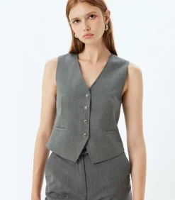 Koton V-kraag Slim Weste gray Sale