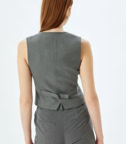 Koton V-kraag Slim Weste gray Sale