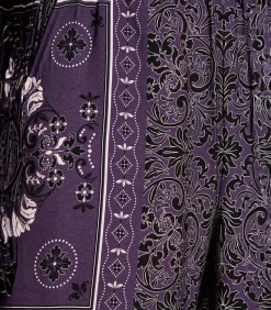 La Fée Maraboutée Vloeiende broek in pruimkleurige twill met sjaalprint violet Online