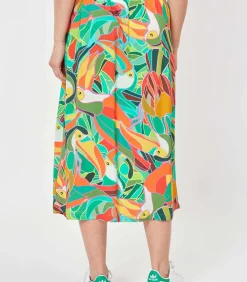 La Fiancée Vloeiende midirok ADELINA van Ecovero neonGreen Hot