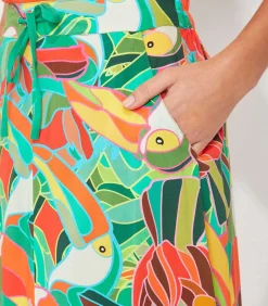 La Fiancée Vloeiende midirok ADELINA van Ecovero neonGreen Hot