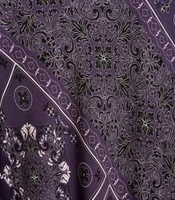 La Fée Maraboutée Vloeiende rok in pruimkleurige twill met sjaalprint violet Online