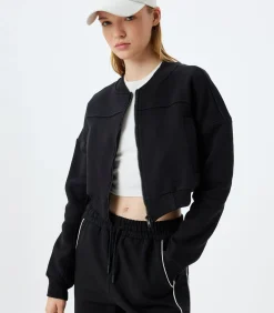 Koton Volledige ritssluiting gefragmenteerd Sweatshirt black Online