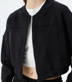 Koton Volledige ritssluiting gefragmenteerd Sweatshirt black Online