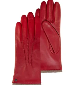 ISOTONER Vrouwen Warme Leren Klaproos Handschoenen red Best