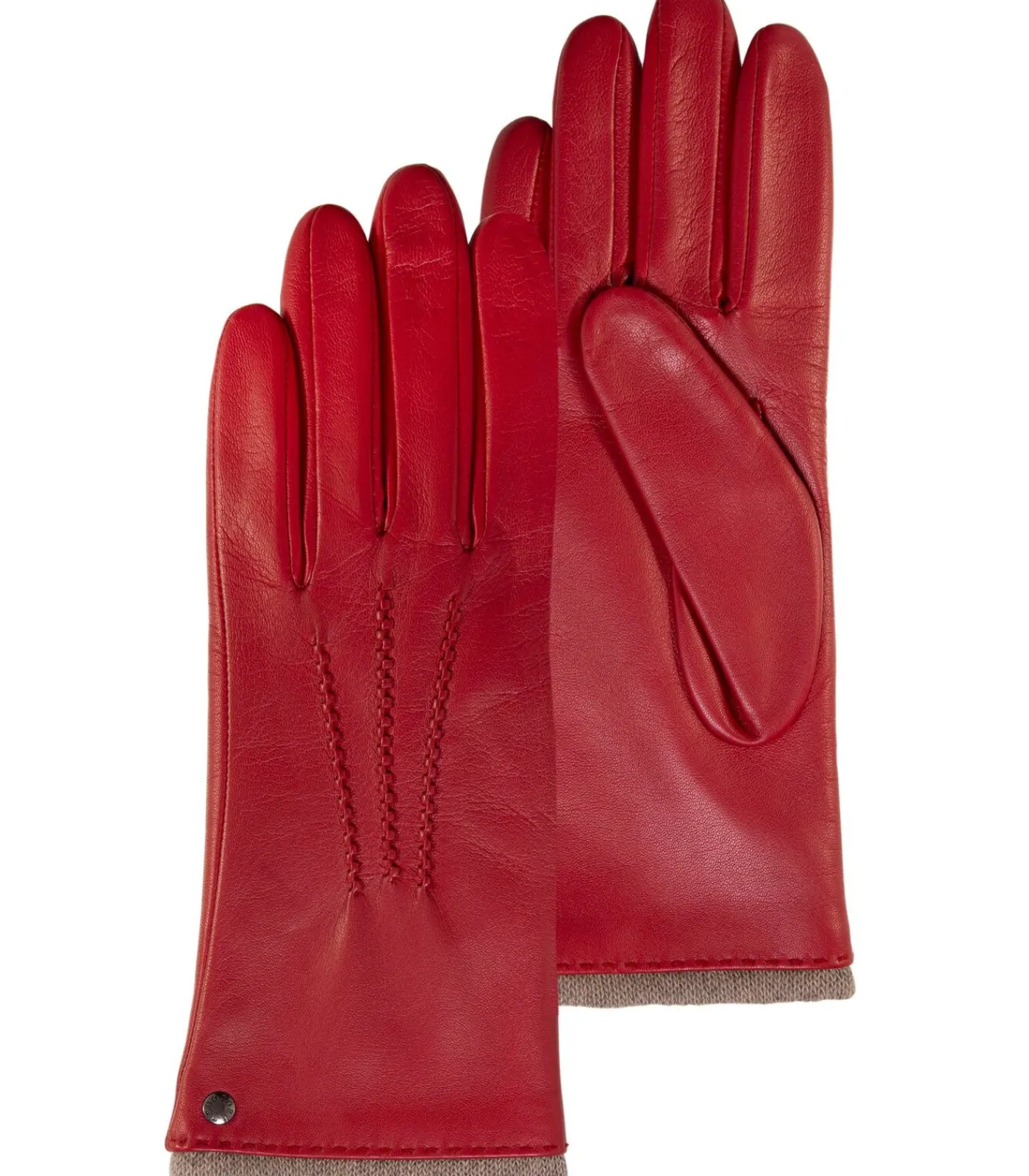 ISOTONER Vrouwen Warme Leren Klaproos Handschoenen red Best