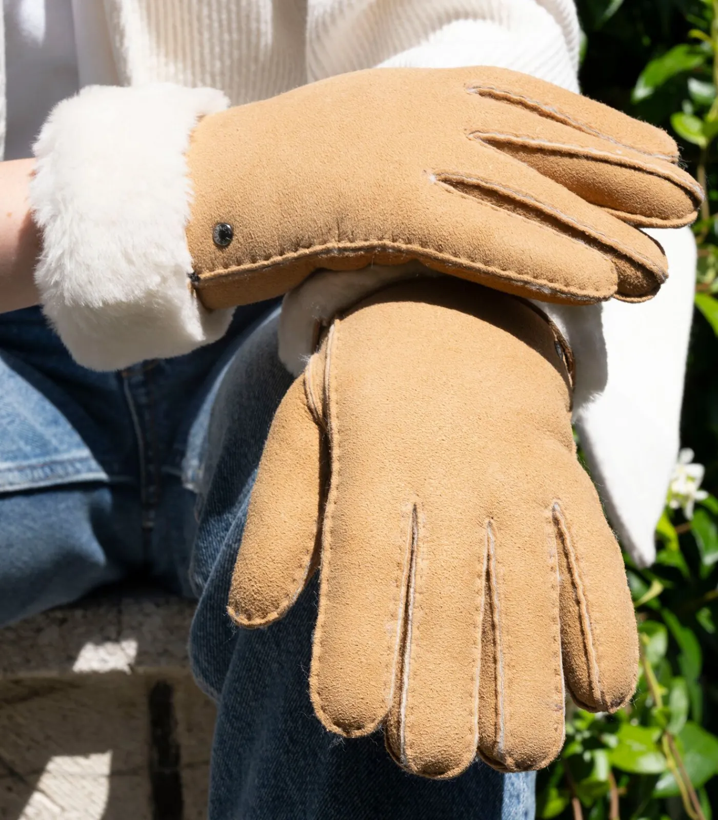ISOTONER Warme leren dameshandschoenen Caramel brown Online