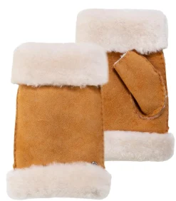 ISOTONER Warme leren dameswanten Caramel brown